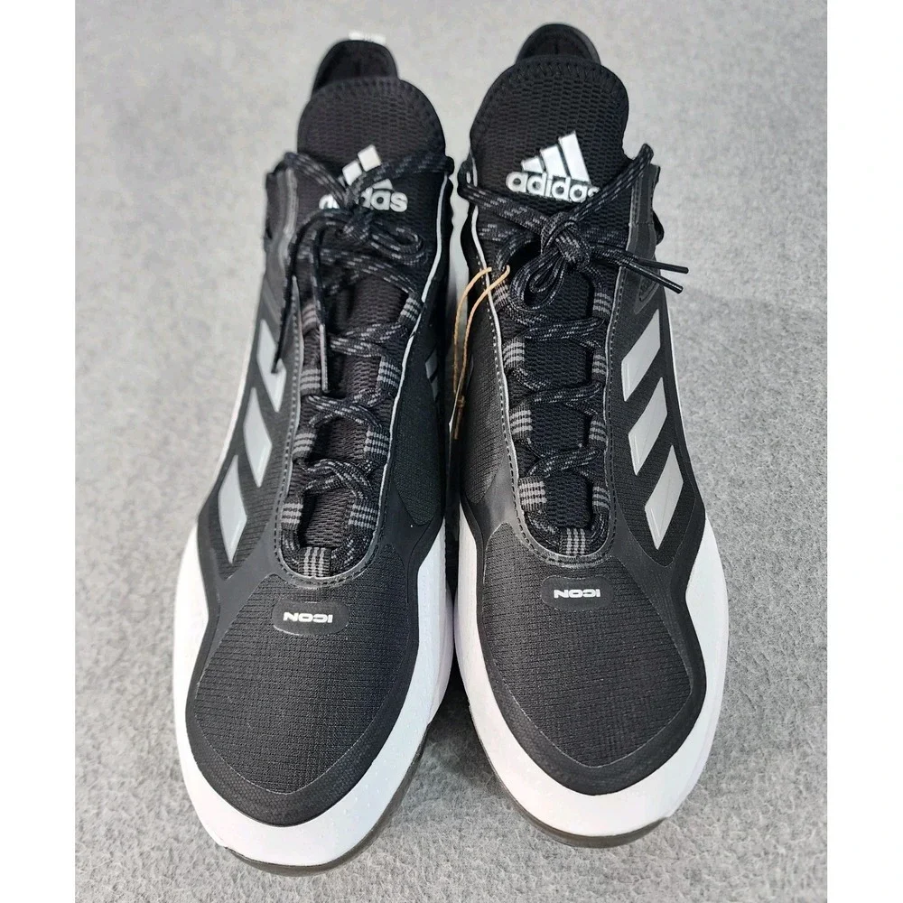 Adidas Icon 7 Boost Baseball Metal Cleats Mens Size 15 Black White Silver FY4178